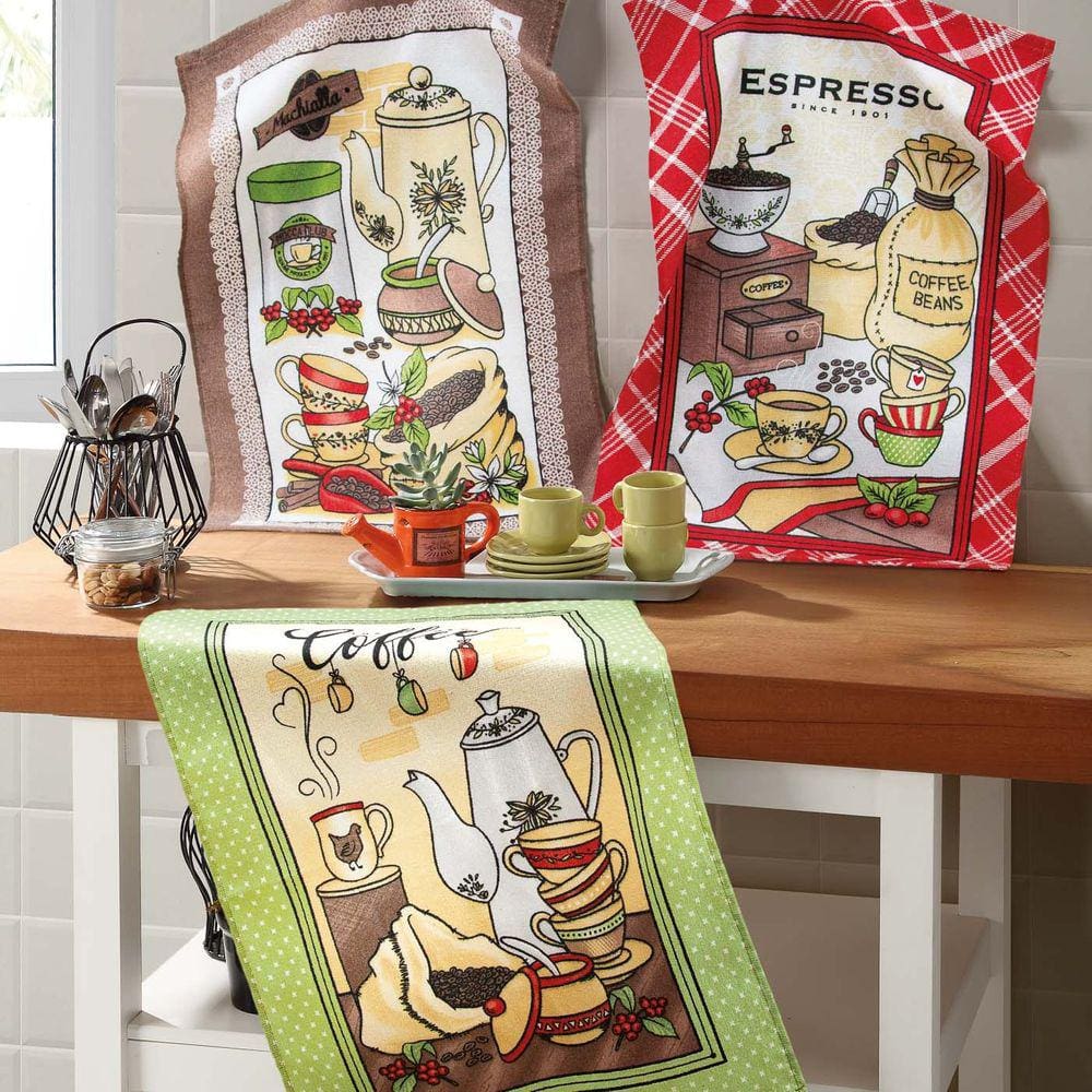 Kit 6 Panos De Prato Copa e Cozinha Dohler 100% Algodão Café