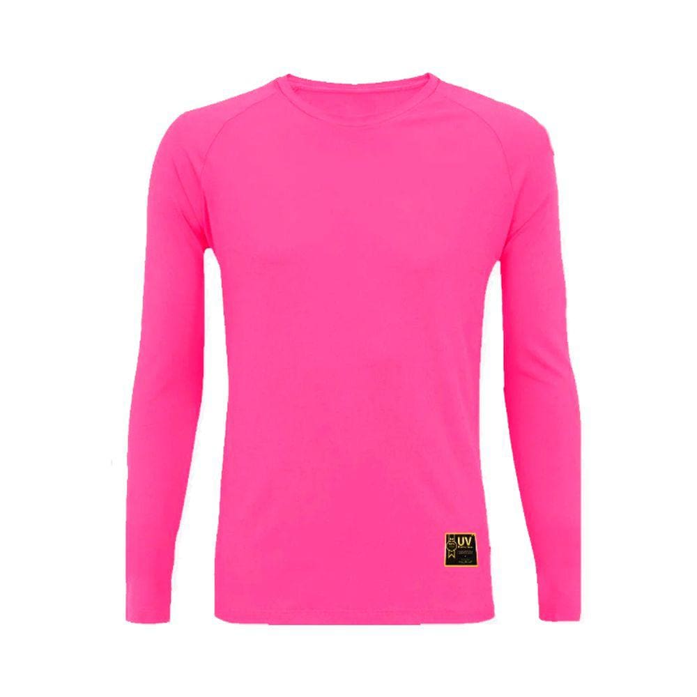 Camiseta de Pesca King Brasil Fator Proteção Solar UV 50+ Lisa Rosa