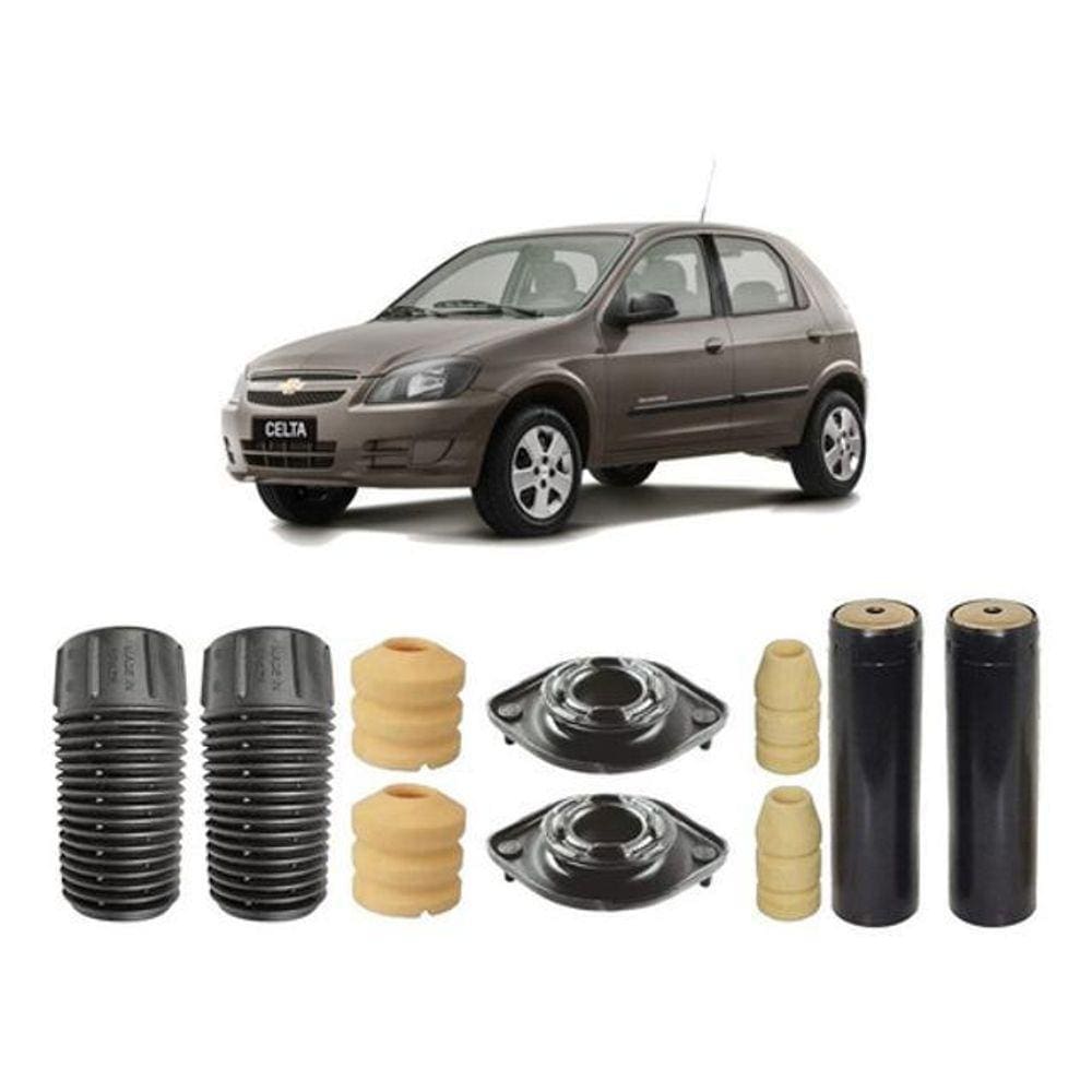 4 Kit Batente Coxim Dianteiro Traseiro Celta 2012 2013 2014
