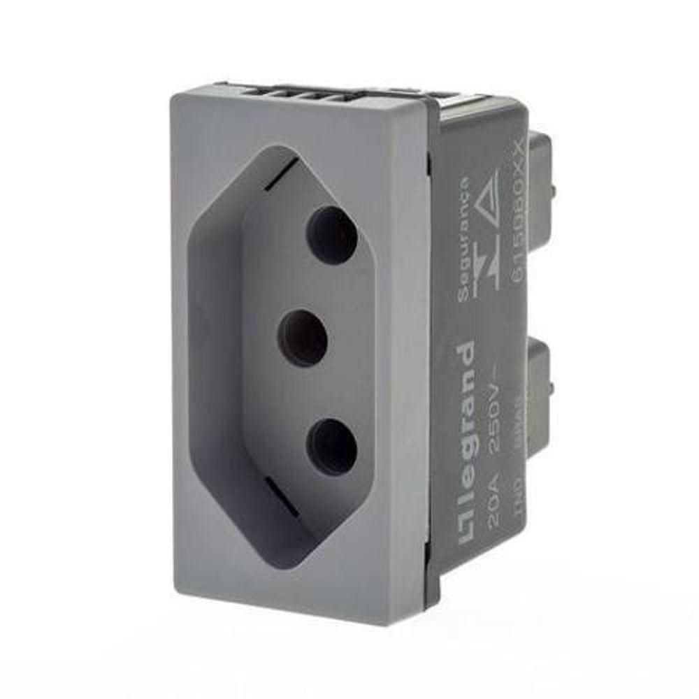 Modulo Tomada 2P+T 20A Pial Plus+ Legrand Cinza Acetinado