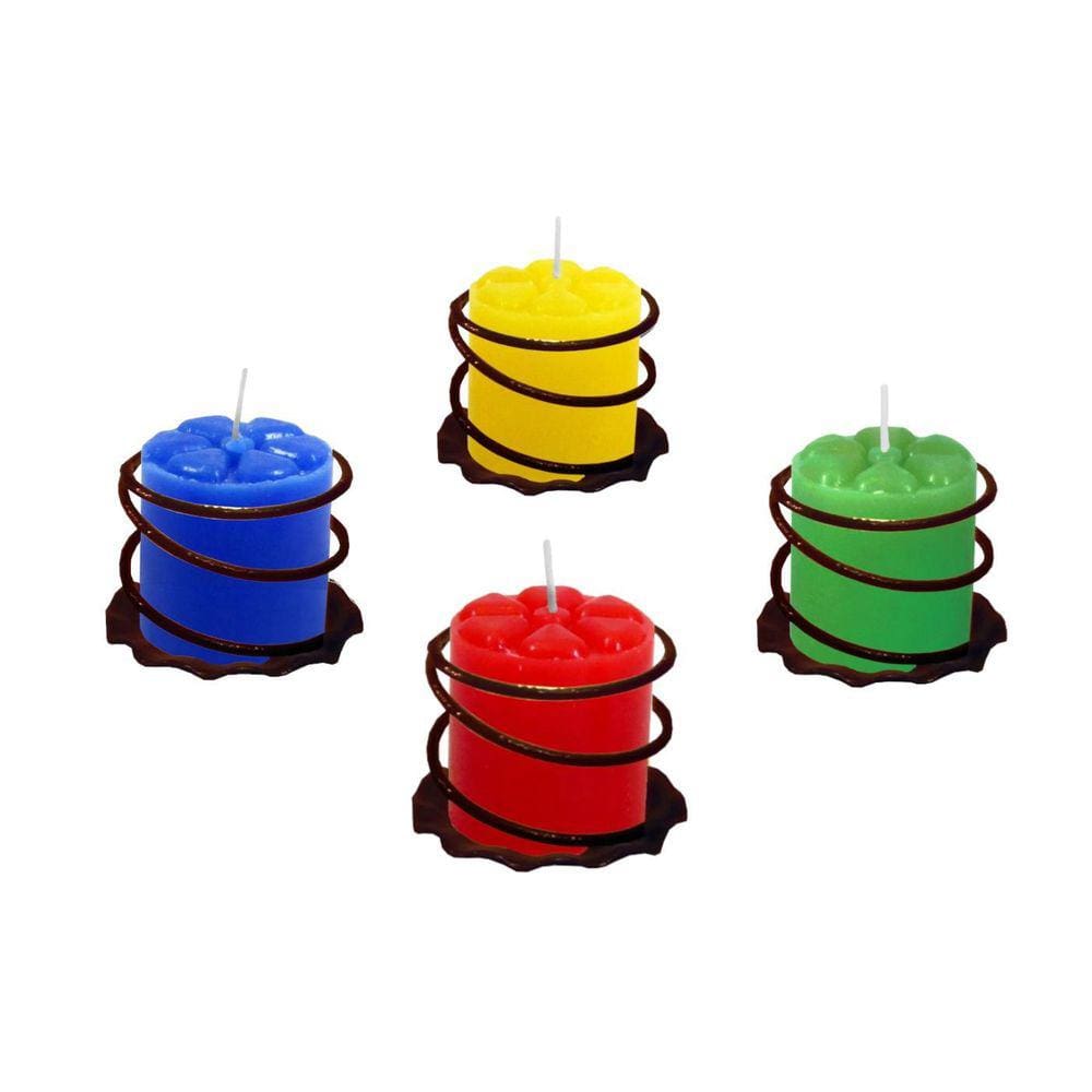 4 Bases Espiral 4 Velas Coroa Advento Candelabro Cores 4