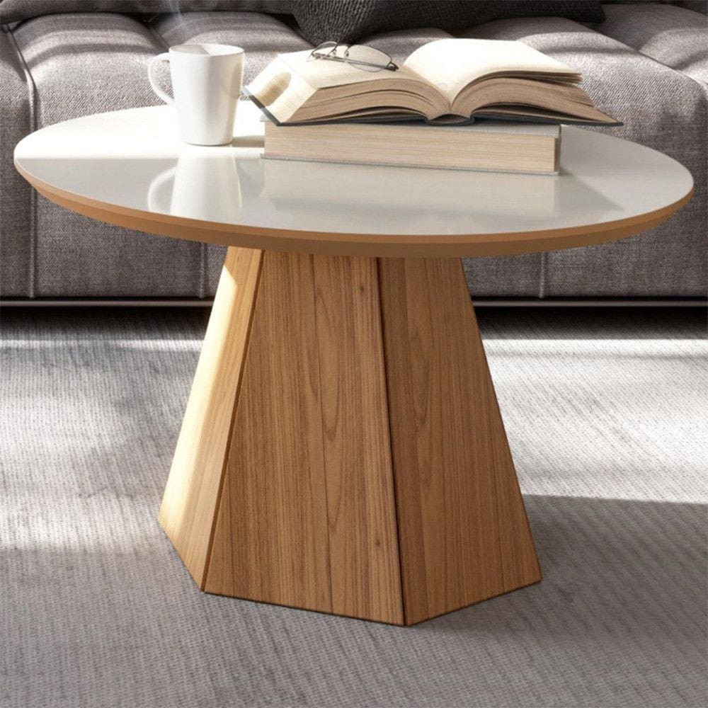 Mesa Dalla Costa De Centro Base Hexagonal Em Madeira