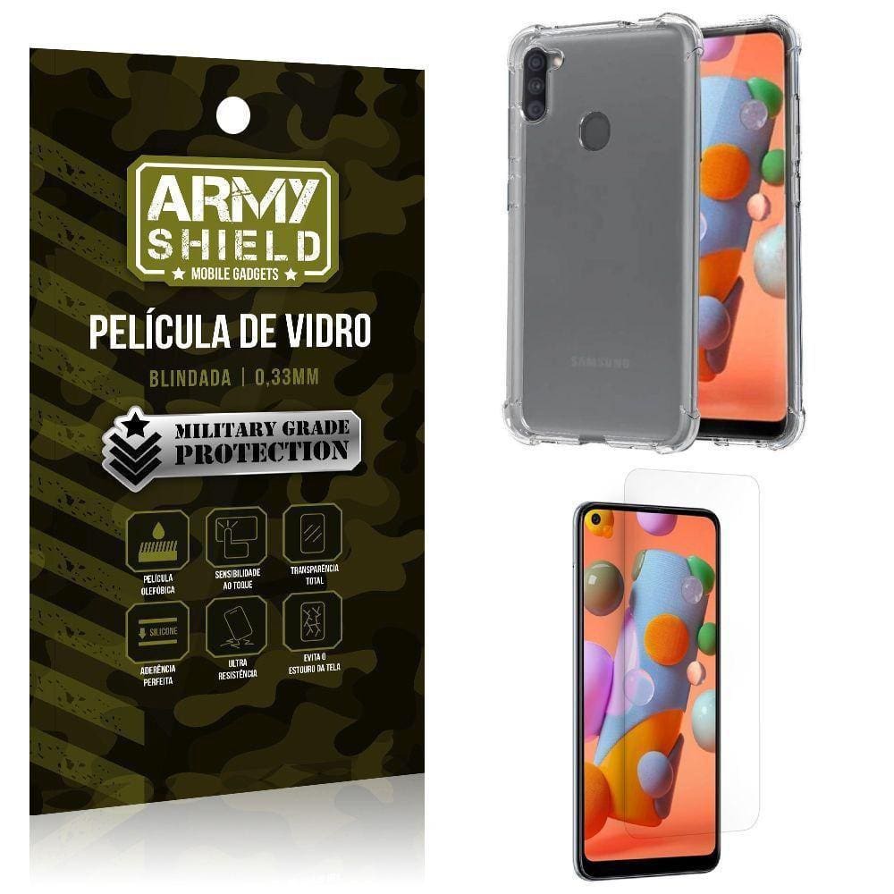 Capinha + Película De Vidro Blindada Galaxy A11 - Armyshield