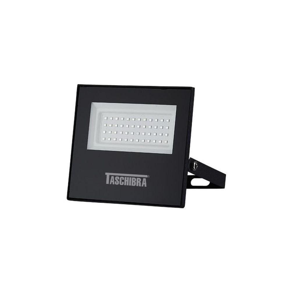 Refletor Taschibra TR LED Slim 50W Preto Bivolt 6500K - Luz Branca
