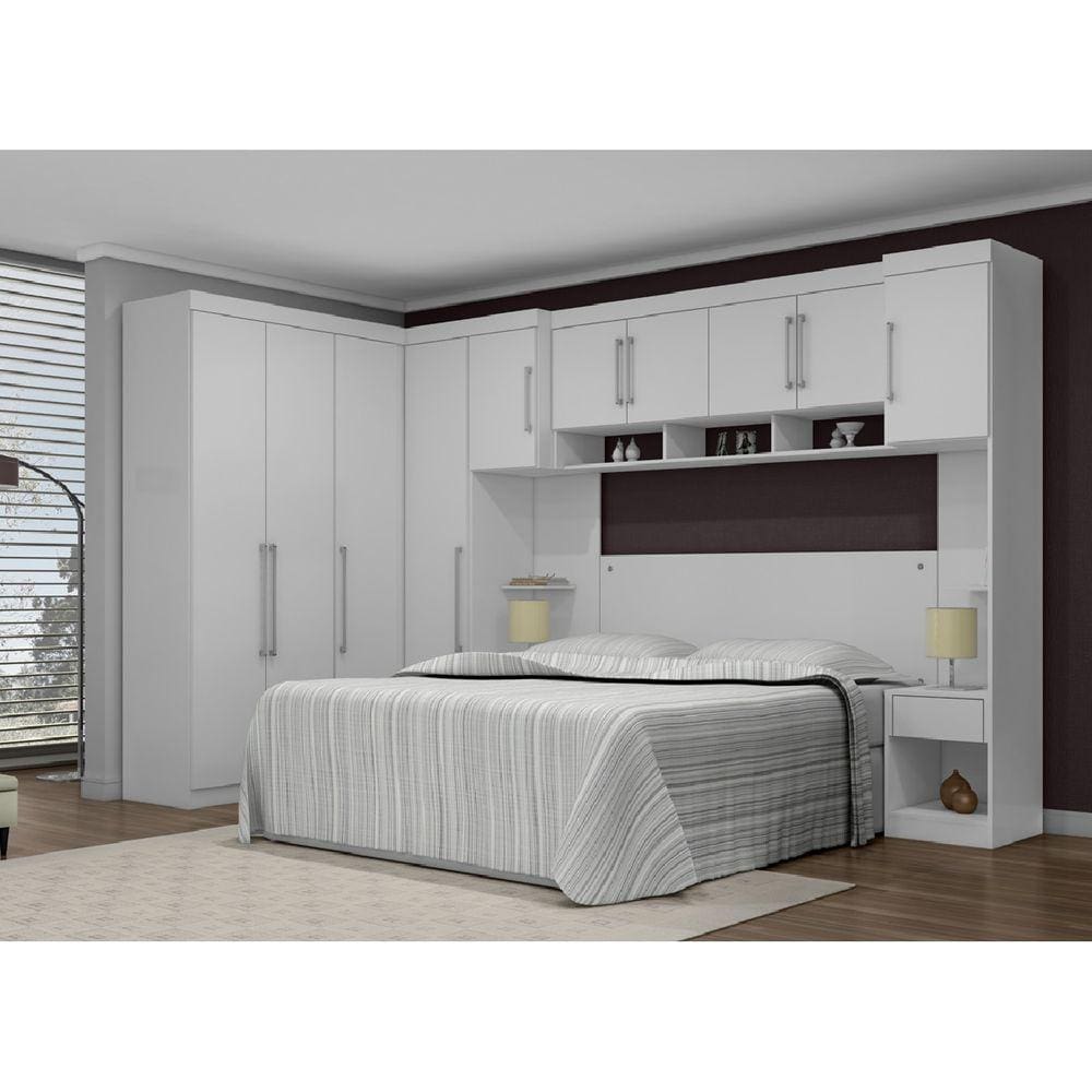 Quarto Modulado de Casal  Completo Modena  + Cabeceira  Guarda Roupa de Canto