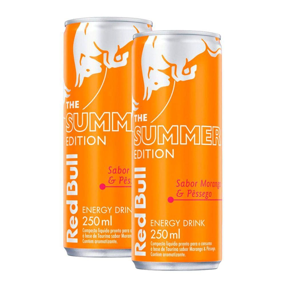 Kit 2 Energético Red Bull The Summer Edition Sabor Morango e Pêssego 250ml