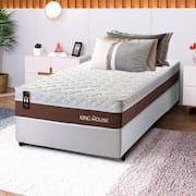 Conjunto Cama Box c/ Molas Ensacadas Venice Marrom Solteiro 88x188x60