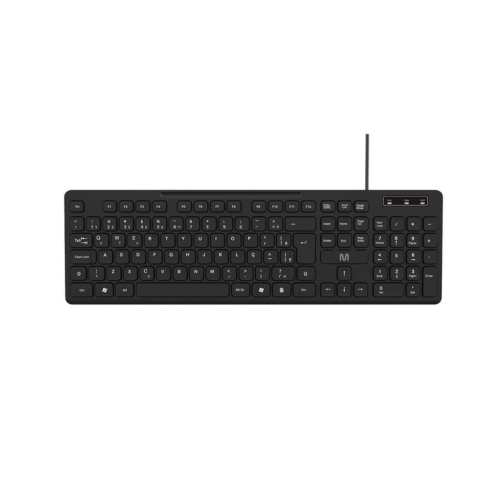 Teclado C/Fio 3 Níveis Ajustáveis Teclas Silenciosas E Conexão Usb Preto Tc144