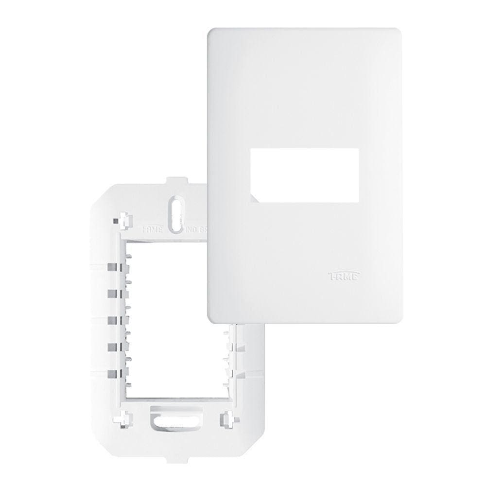 Placa com Suporte Fame Habitat 4x2 para Módulo Horizontal Branco