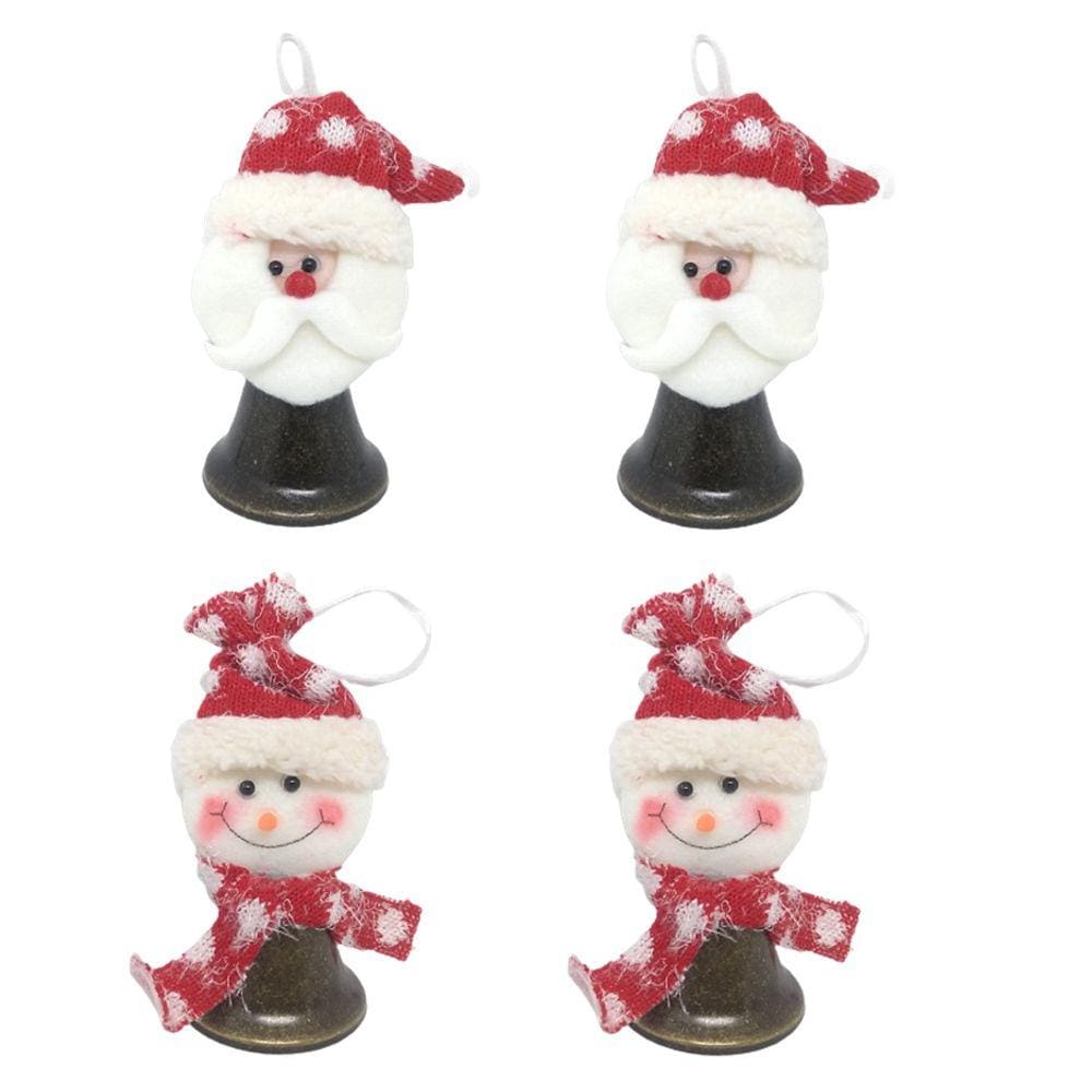 Jogo Sino Natal Metal Rústico Papai Noel e Boneco de Neve Pelúcia 14cm 4 Unidades - Master Christmas