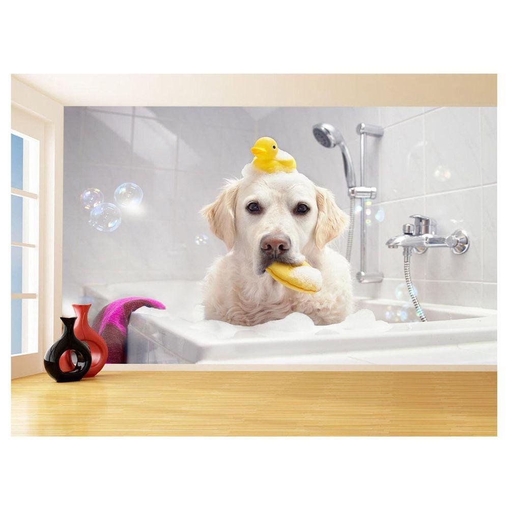 Papel De Parede Animal Cão Petshop Banho Tosa 3,5M Anm386