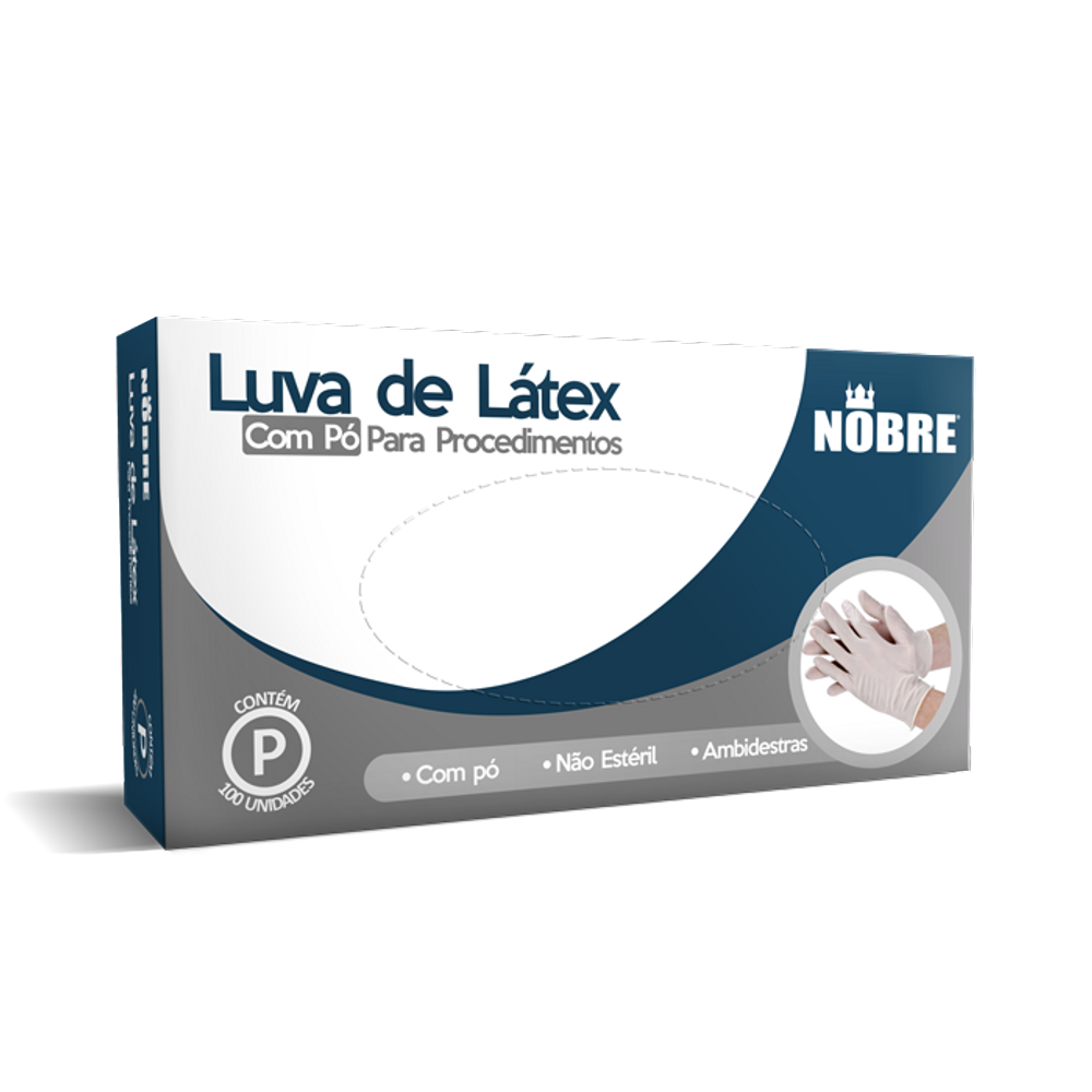 Luva de Latex P com pó Nobre cartucho com 100 unid