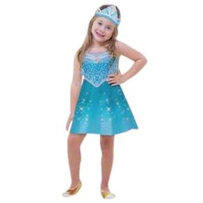 Fantasia Vestido Elsa Frozen Som e Luz com Capa