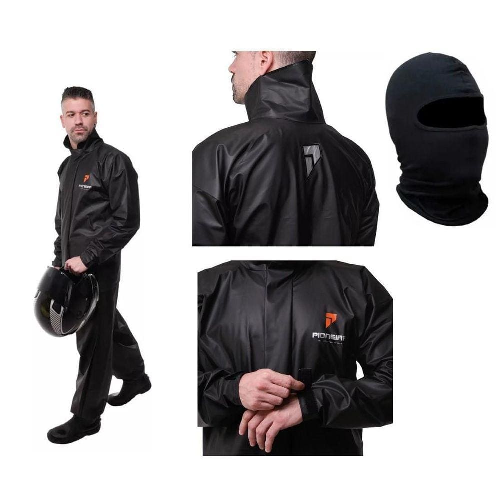 Capa De Chuva Pioneira Pvc Combate Capuz Balaclava Tamanho G