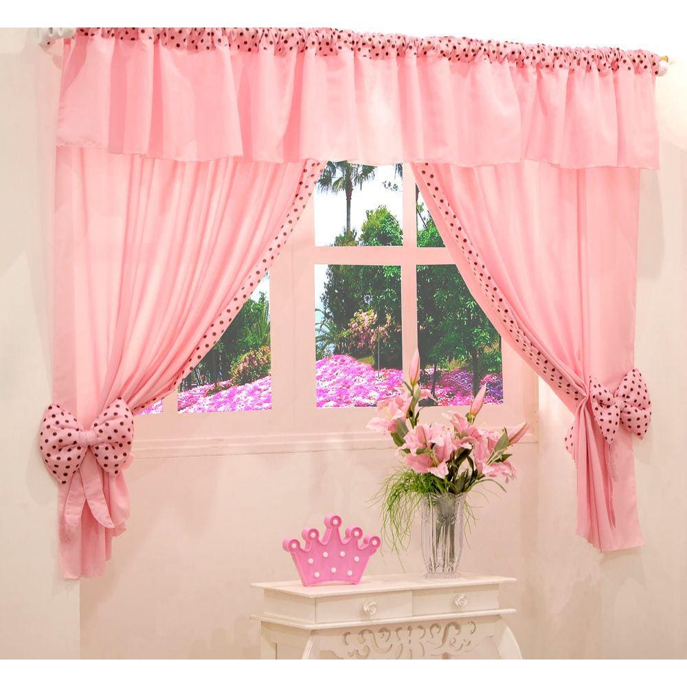 Cortina Para Quarto Ursinha Rosa 2,00 X 1,70