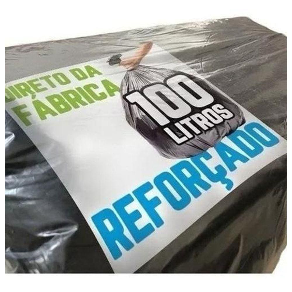 Saco De Lixo 100 Litros Preto Reforçado - 100 Unidades