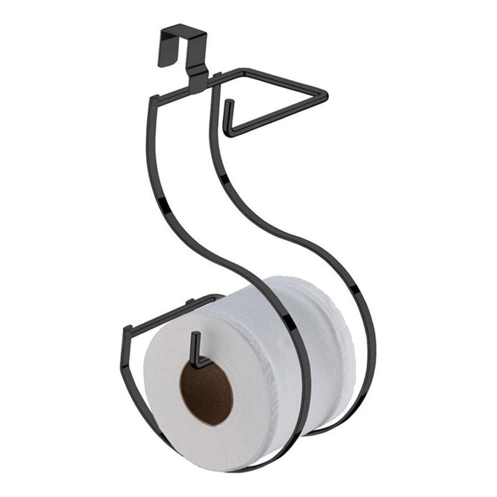 Porta Papel Higiênico Duplo Suporte Preto P/ Caixa Acoplada