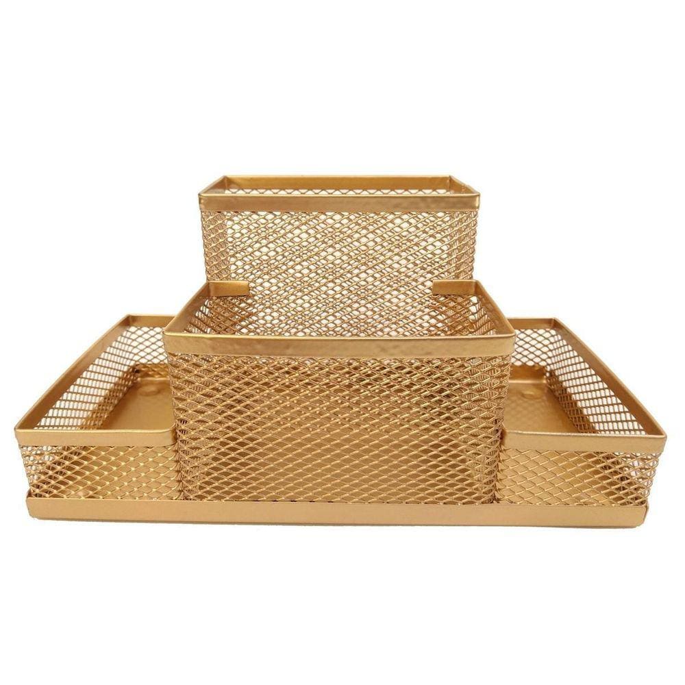 Kit Organizador E Porta Caneta Dourado