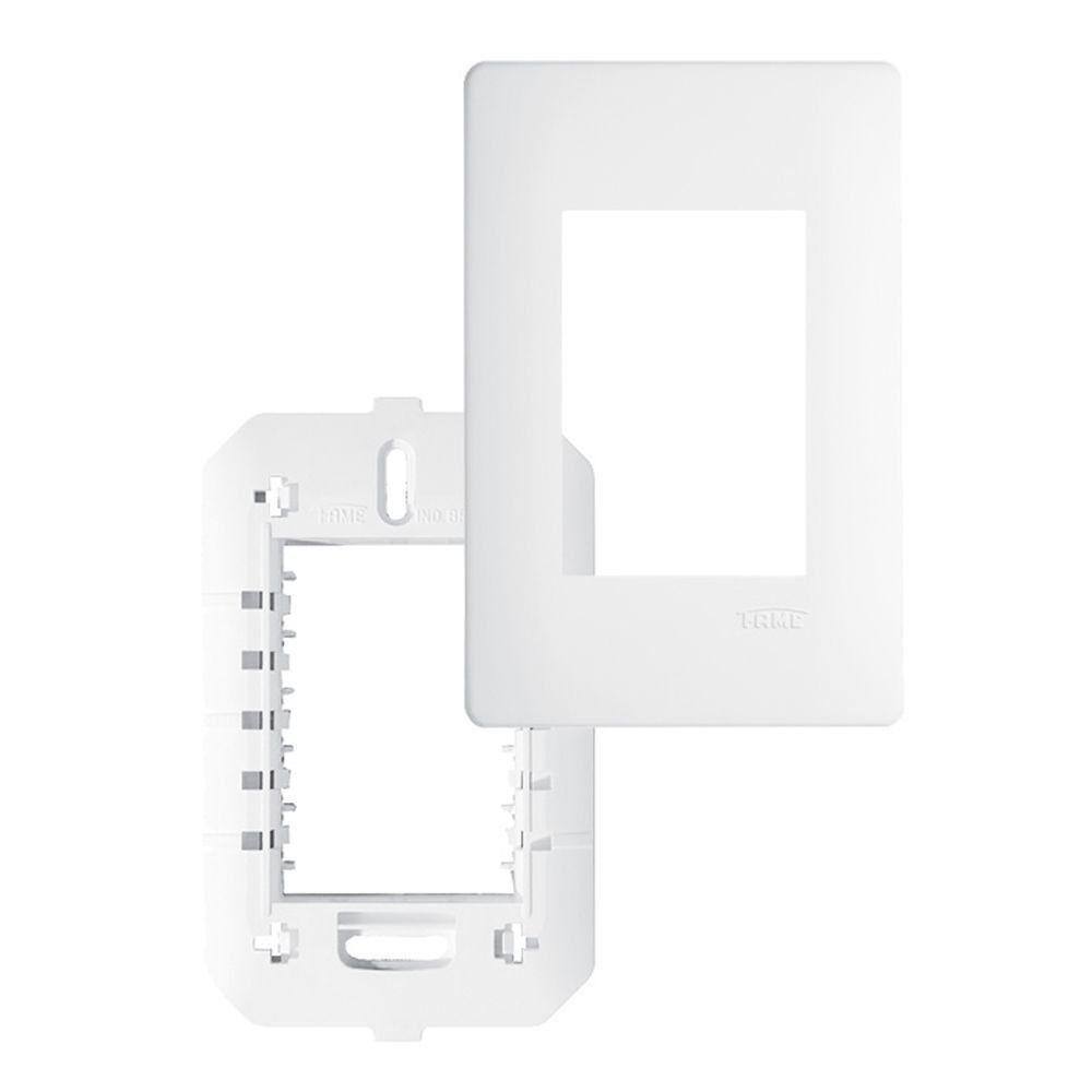 Placa com Suporte Fame Habitat 4x2 para 3 Módulos Horizontais Branco