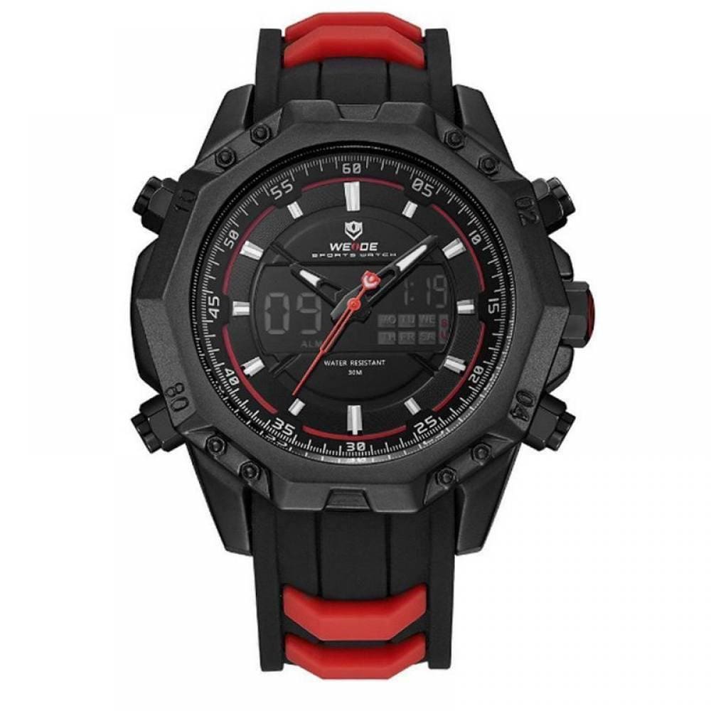 Relógio Masculino Weide Anadigi Wh-6406 - Preto E Vermelho