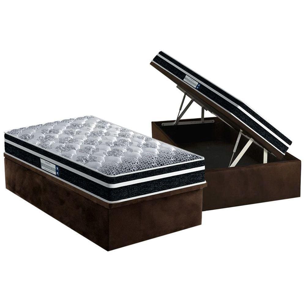 Cama Box Baú Solteiro: Colchão Ortopédico Probel D33/EP ProDormir Advanced Tech1500 Plus + Base CRC Suede Brown(88x188)