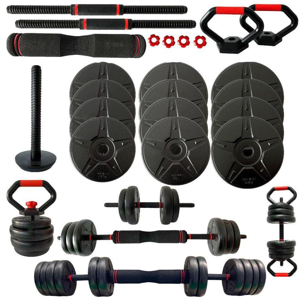 Kit Halteres Musculação Kettlebell 6 Em 1 Peso 20Kg Academia