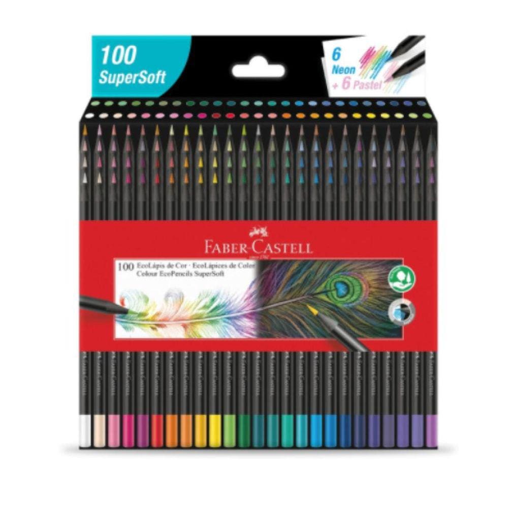 Ecolápis De Cor Faber-Castell Supersoft 100 Unidades