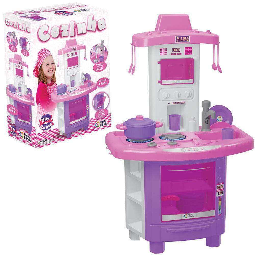 Kit Cozinha Infantil Com Fogão +Talheres Acessórios 12 Peças