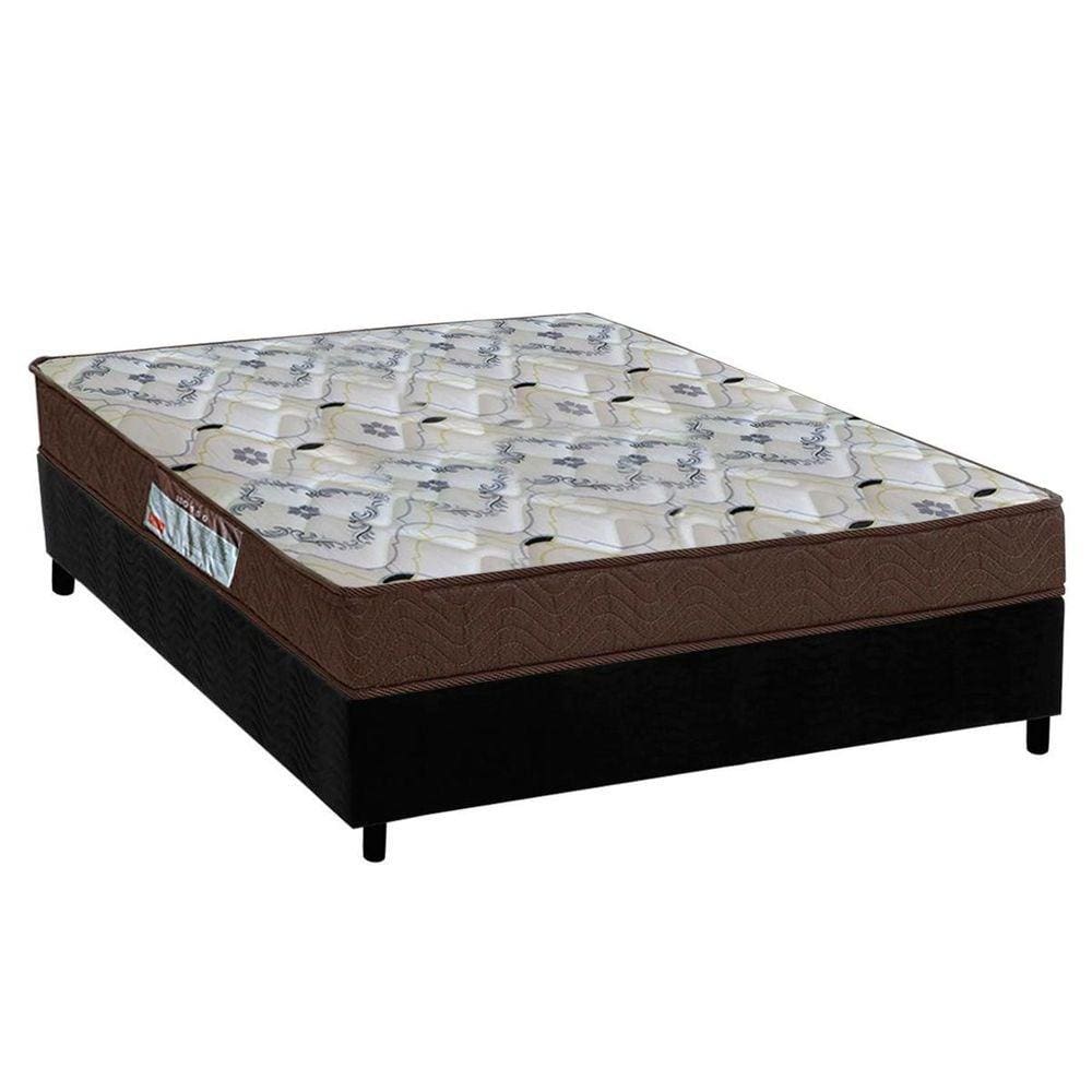 Cama Box Viúva: Colchão Espuma Ortobom D45/EP Anatômico Fort Tech ISO 150 + Base CRC Suede Black(128x188)