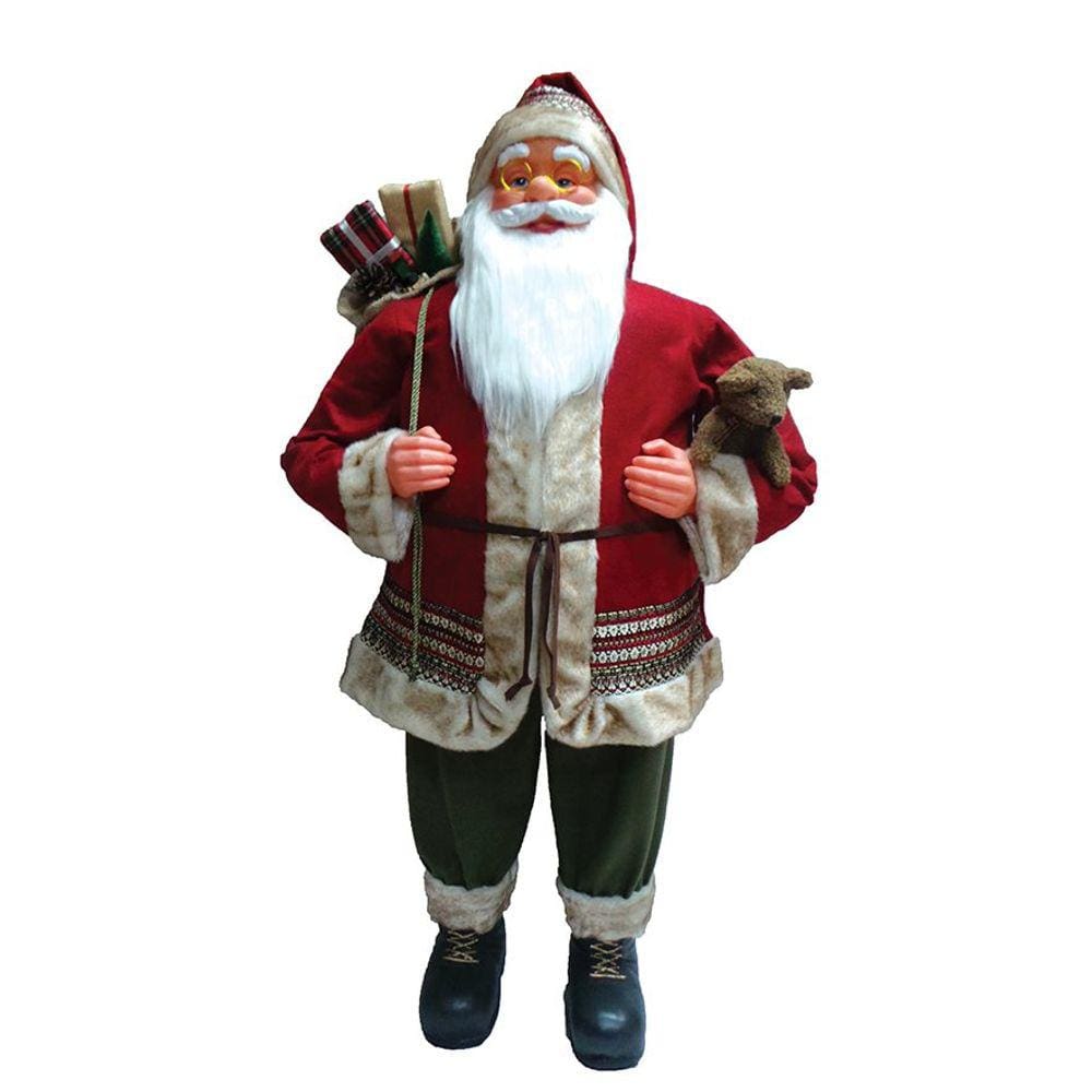 Boneco Papai Noel 45cm Tradicional Com Urso Decoração Natal