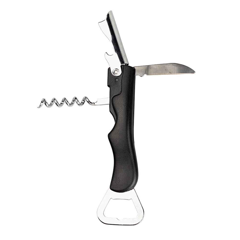 Saca Rolha E Abridor Multiuso Preto Aço Inox 14 Cm Hauskraft