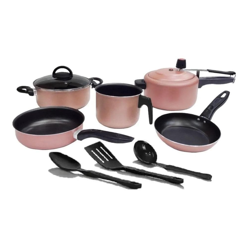 Conjunto De Panelas Antiasderente Champanhe Com Pp 3 Litros