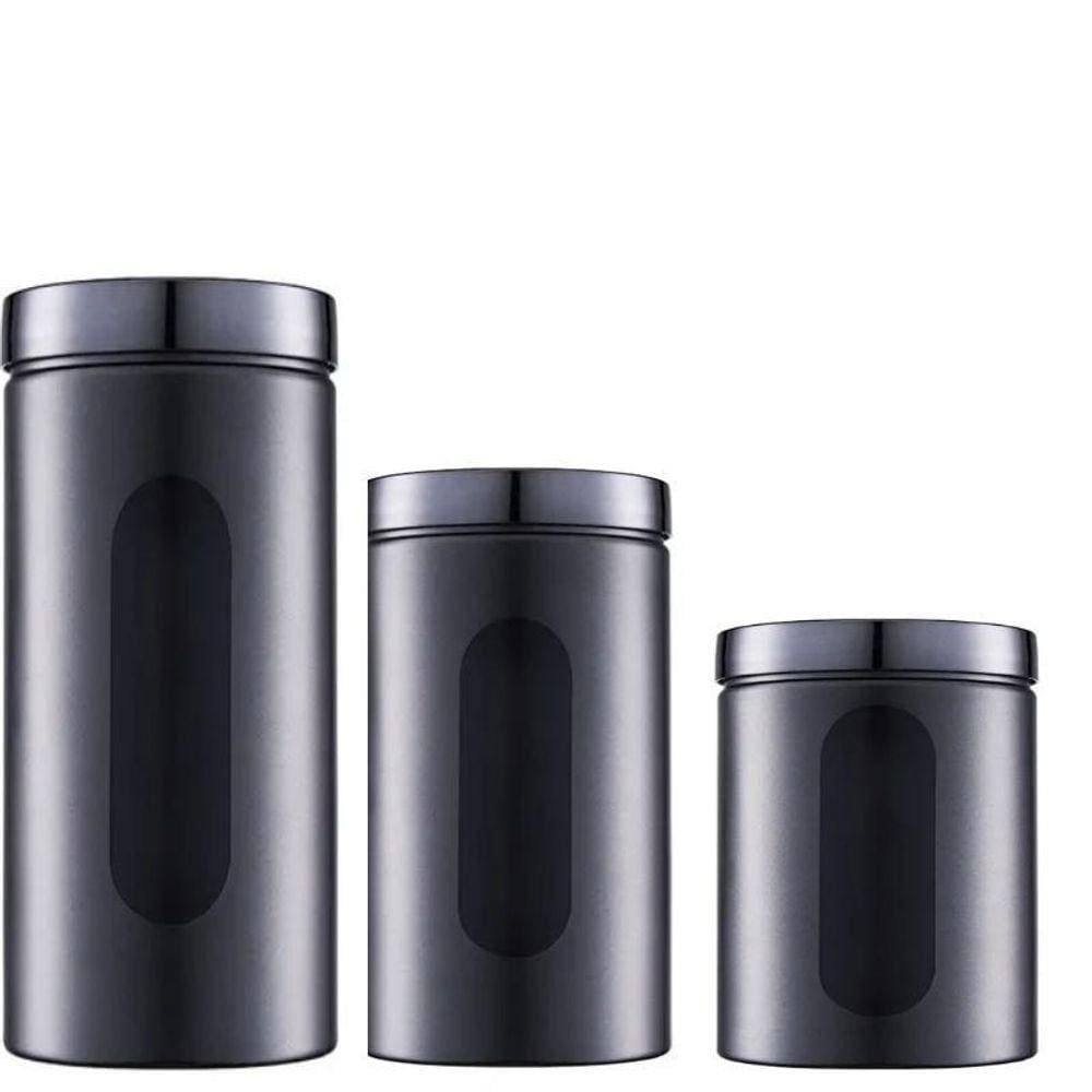 Pote Hermético Conjunto De Porta Condimento Com Visor 3 Uni