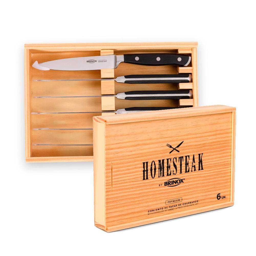 Faqueiro Homesteak Infinity 6 Peças Brinox Estojo De Madeira