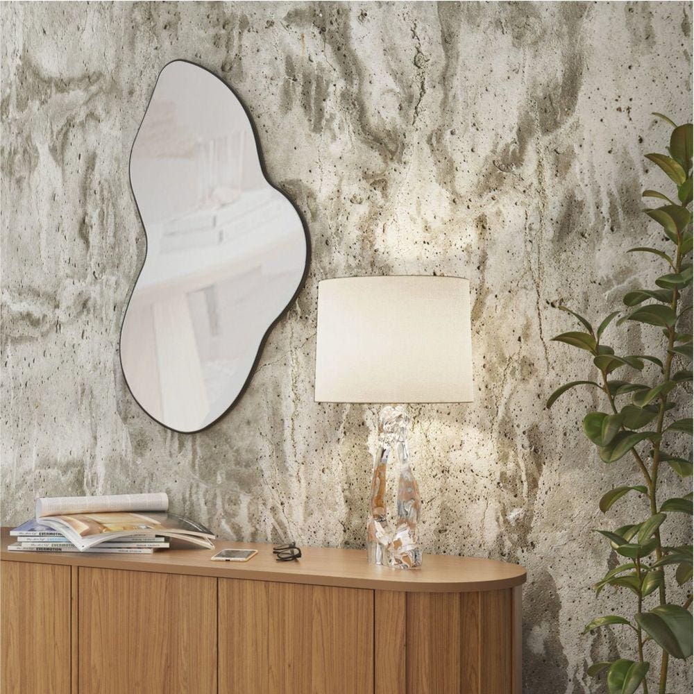 Espelho Decorativo 88cm Orgânico Dalla Costa Preto Fosco