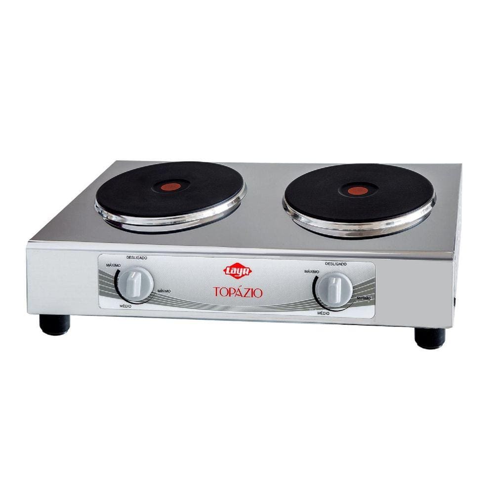 Fogão Elétrico Layr Topázio 2 Boca 3500W Inox Termostato