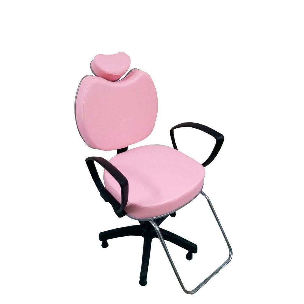 Poltrona Cadeira Para Salão Cabeleireiro Maquiagem Rosa Bebê