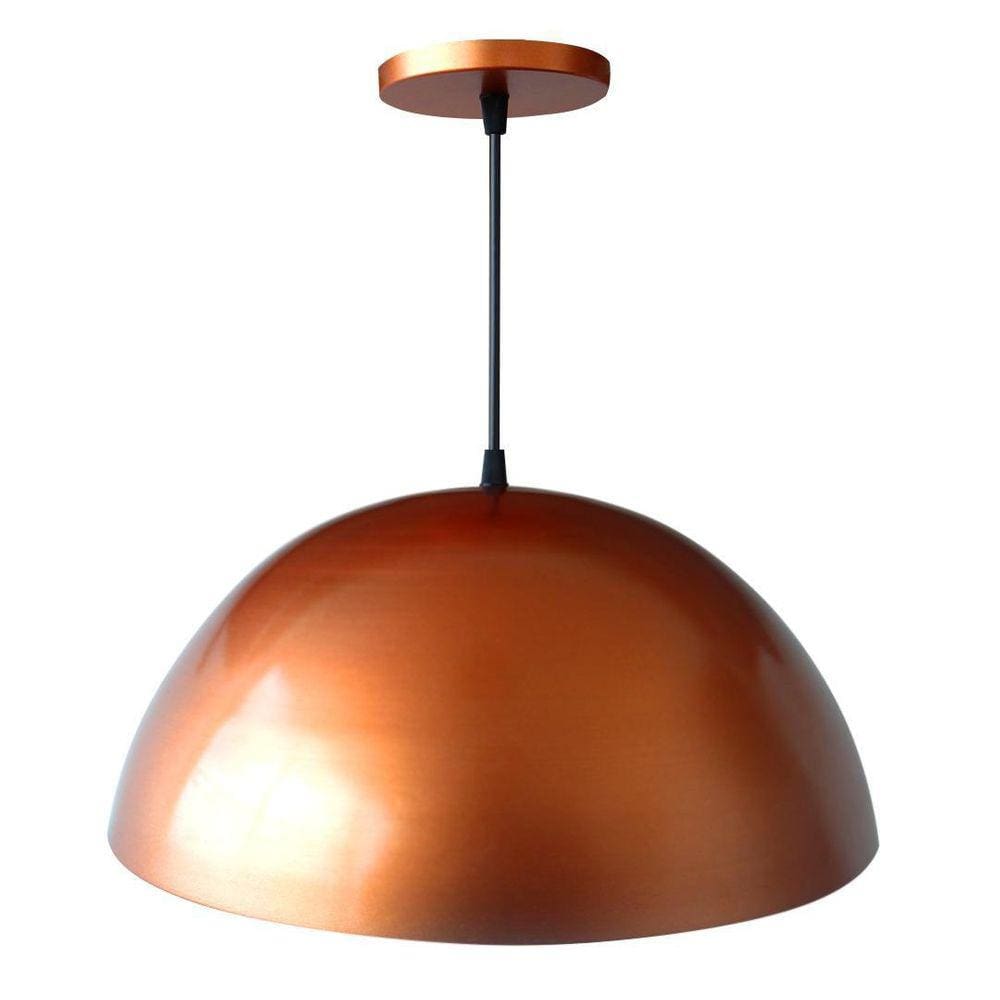 Lustre Pendente Meia Lua 40Cm Alumínio Cobre Vernil