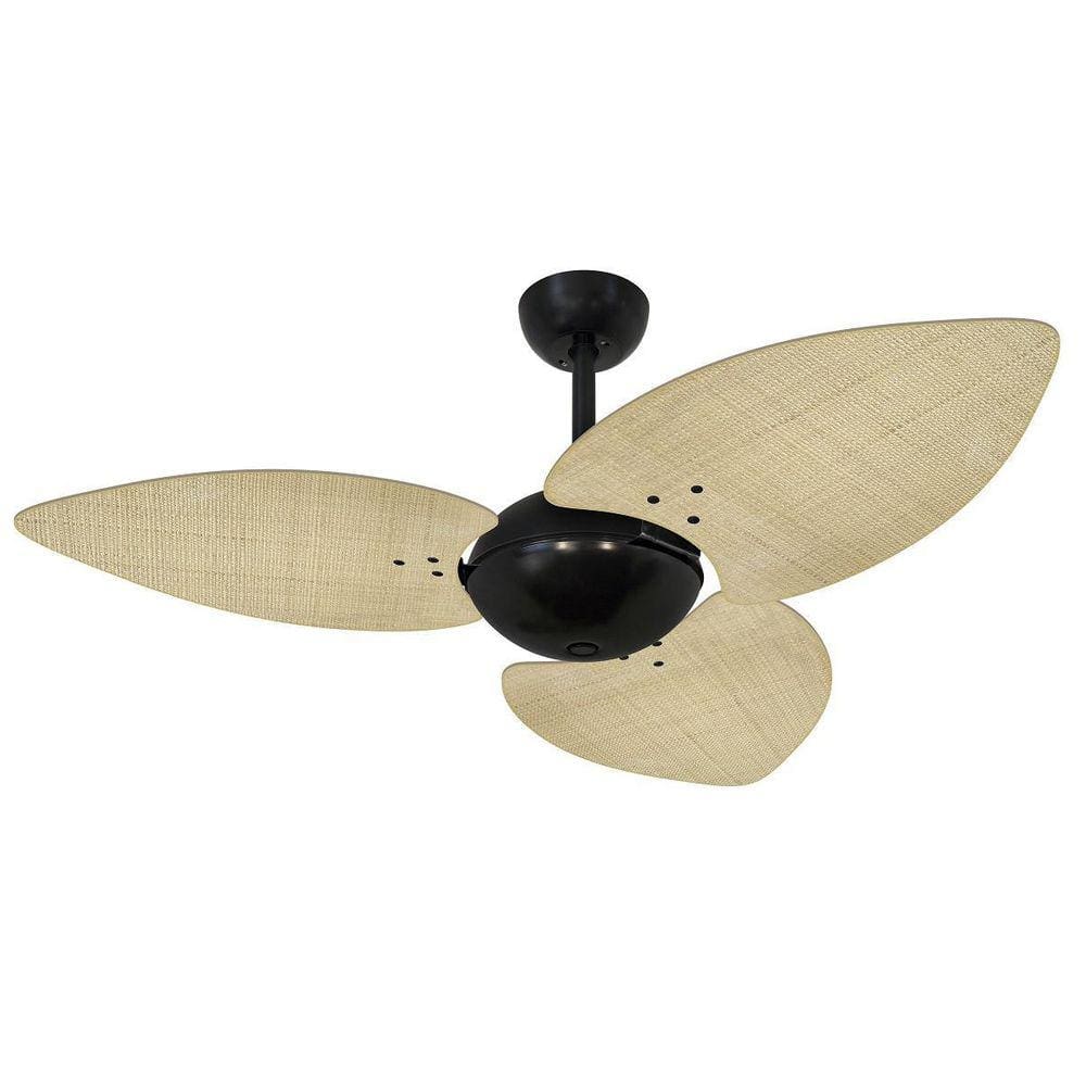 Ventilador Teto Office Dunamis Preto 3P Rattan Natural 110V
