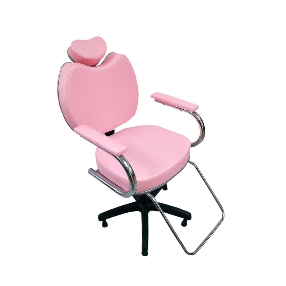 Poltrona Cadeira Para Salão Cabeleireiro Maquiagem Rosa Bebê