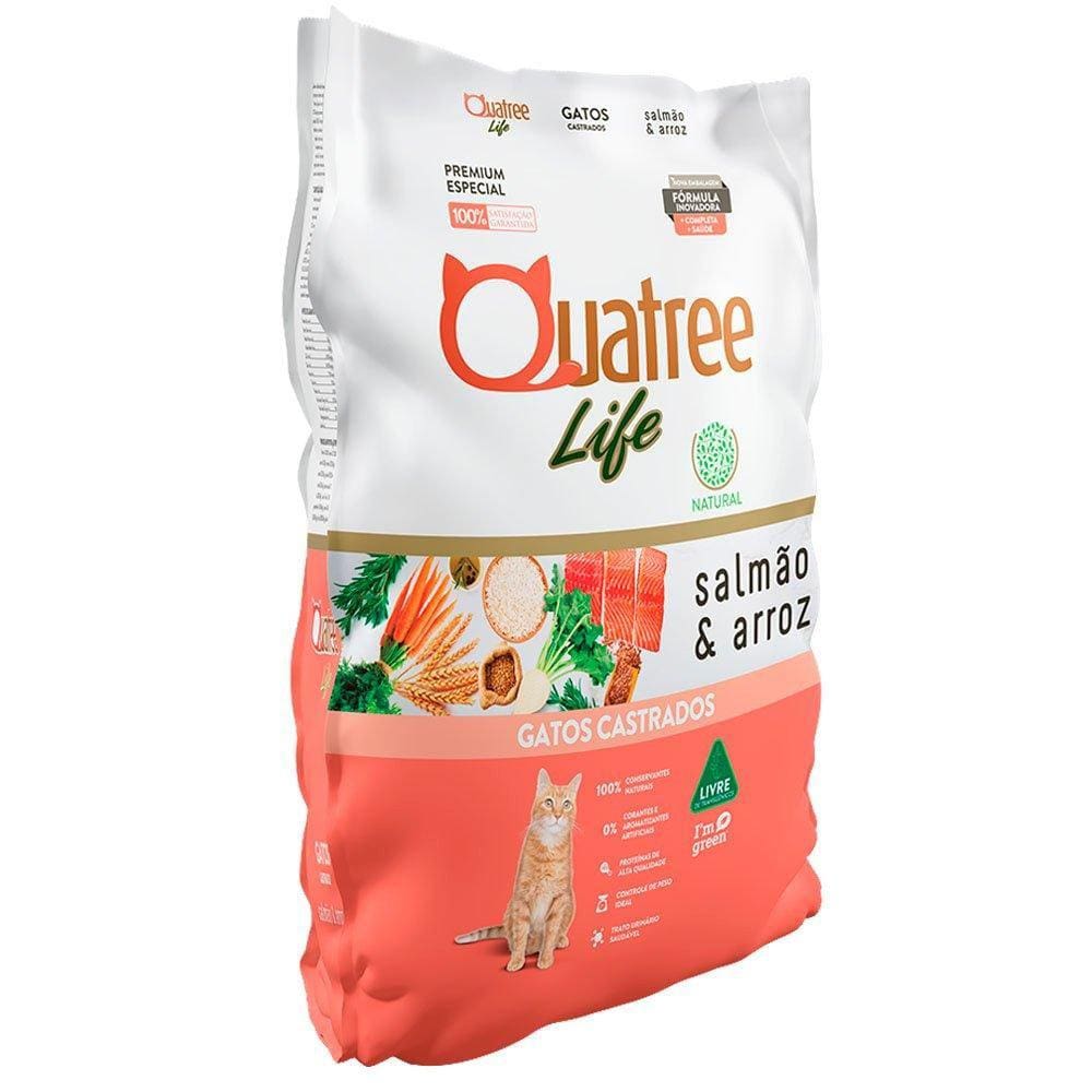 Ração Seca Quatree Life Salmão e Arroz Gatos Castrados - 10,1 Kg