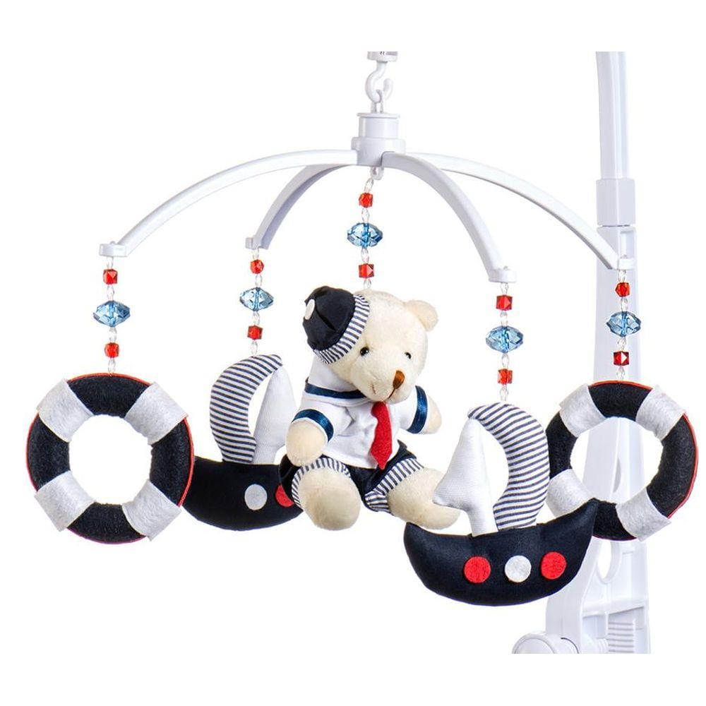 Móbile para berço musical e giratório Urso Marinheiro
