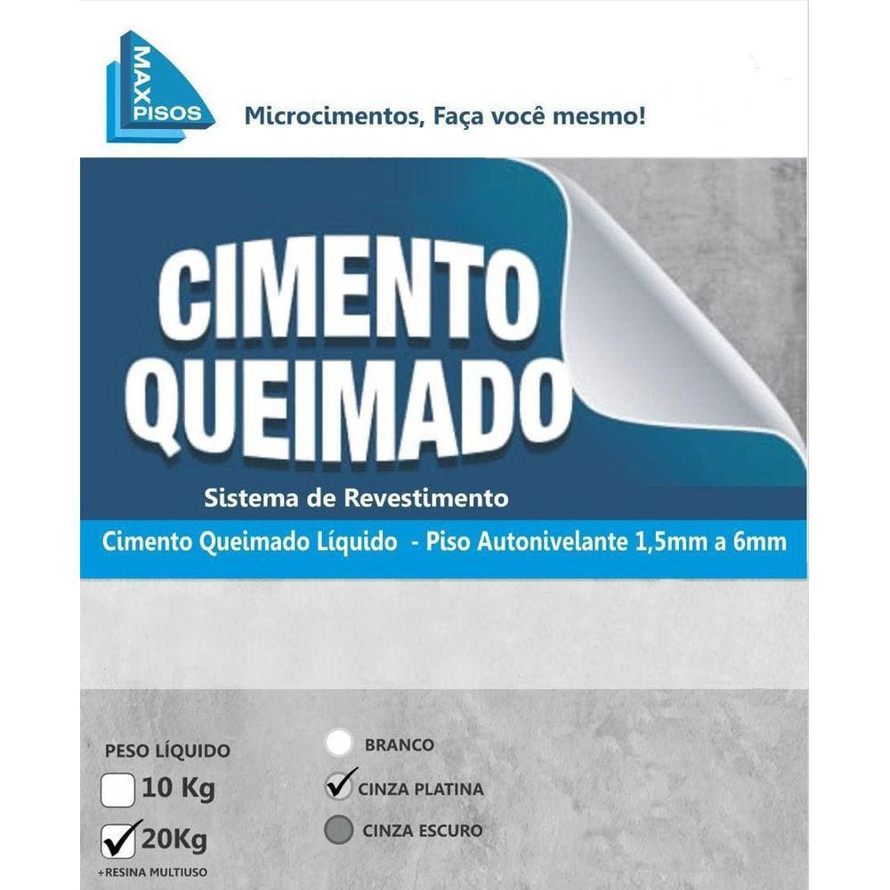 Cimento Queimado Líquido Piso Cinza Claro Max Pisos 20Kg