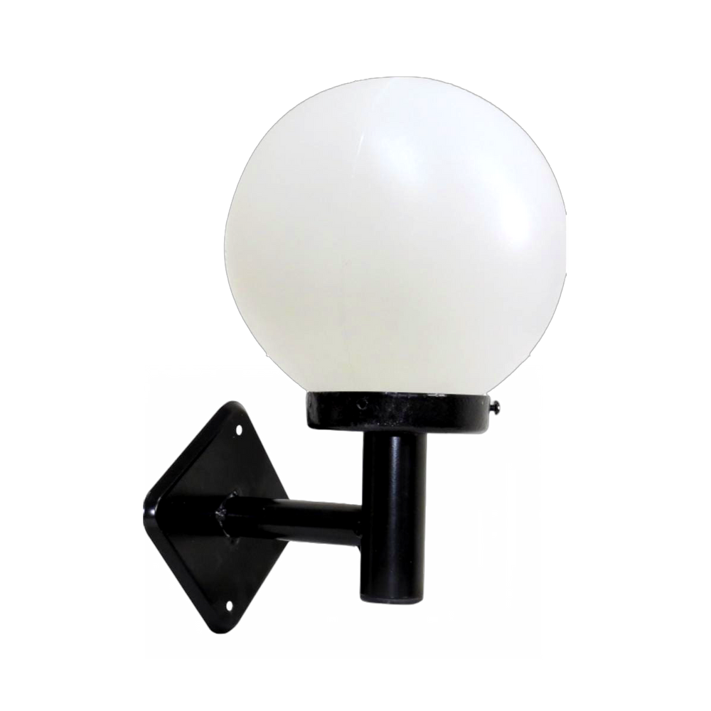 Luminária Globo Braço Reto de Parede Alumínio Preto 20x15cm