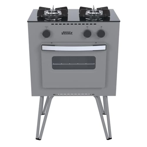 imagem-Fogao 2 Bocas Venax Mini Cook Grafite Gas Glp - Sem voltagem