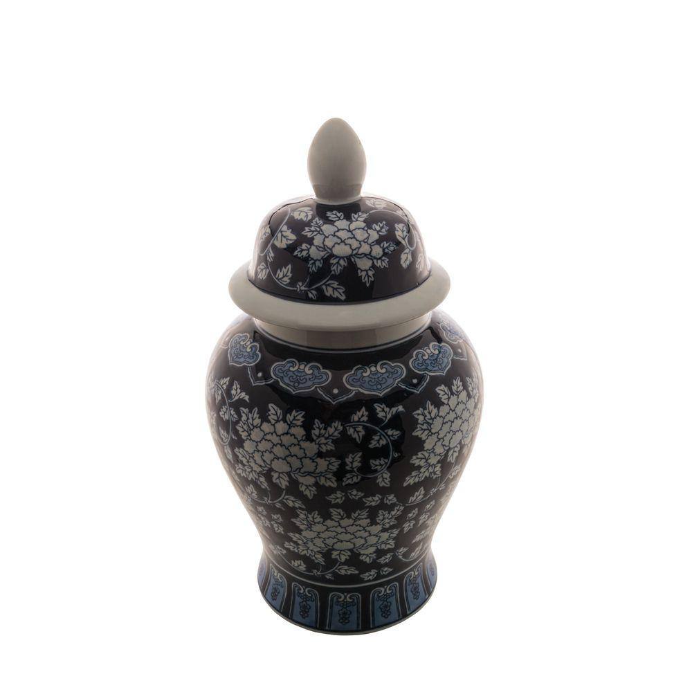 Potiche Decorativo Imperial de Porcelana Azul/Branco 44x25cm Royal Decor