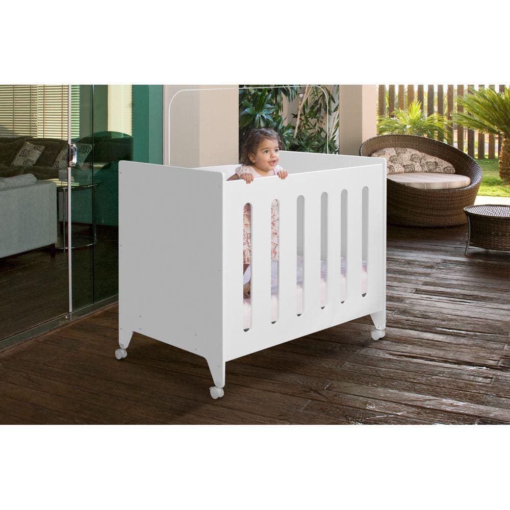 Mini Berço que Vira Cercadinho Moises Branco Acetinado Planet Baby