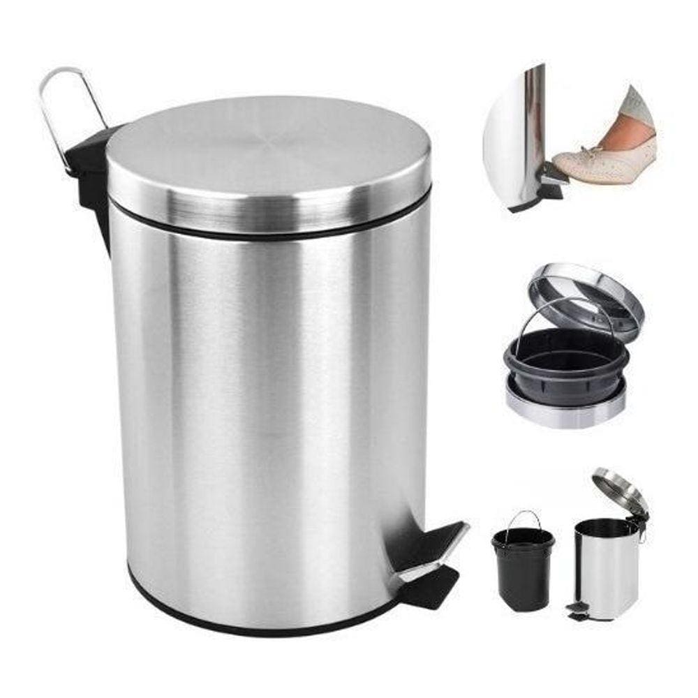 Lixeira Banheiro Inox Litros Com Pedal Extra