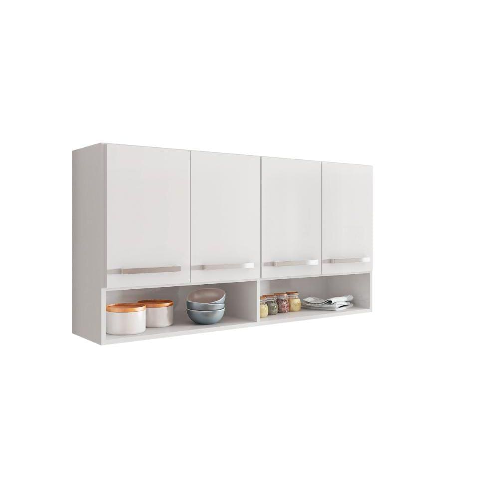 Armario Aereo de Cozinha 4 Portas Bulgaria Branco Bela Casa