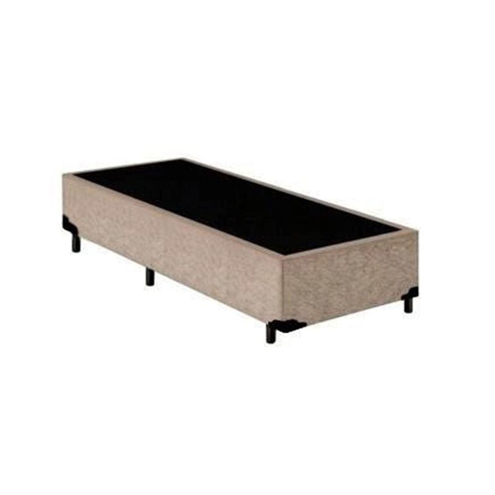 Base Box Blindado Solteiro Extremo Reforçado HomeQueen Suede Bege 40x88x188